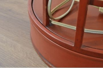 アンティーク照明　根来塗り(ねごろぬり)　朱色が空間のアクセントになる行灯(行燈、丸行灯、スタンドライト、間接照明、フロアスタンド)(R-080262)