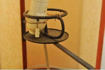 アンティーク照明　根来塗り(ねごろぬり)　朱色が空間のアクセントになる行灯(行燈、丸行灯、スタンドライト、間接照明、フロアスタンド)(R-080262)
