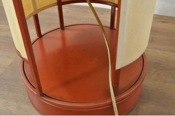 アンティーク照明　根来塗り(ねごろぬり)　朱色が空間のアクセントになる行灯(行燈、丸行灯、スタンドライト、間接照明、フロアスタンド)(R-080262)