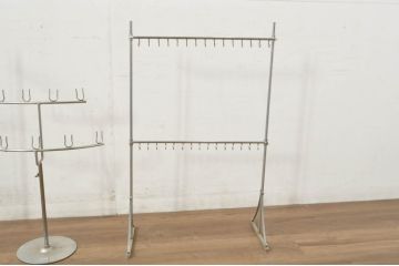 和製ビンテージ　ドライフラワーやアクセサリーを吊るしても素敵なフック付きディスプレイスタンド3点セット(ハンガーラック、ディスプレイラック、店舗什器、ヴィンテージ)(R-080264)