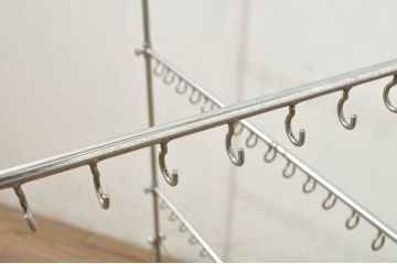 和製ビンテージ　ドライフラワーやアクセサリーを吊るしても素敵なフック付きディスプレイスタンド3点セット(ハンガーラック、ディスプレイラック、店舗什器、ヴィンテージ)(R-080264)