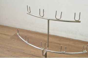 和製ビンテージ　ドライフラワーやアクセサリーを吊るしても素敵なフック付きディスプレイスタンド3点セット(ハンガーラック、ディスプレイラック、店舗什器、ヴィンテージ)(R-080264)