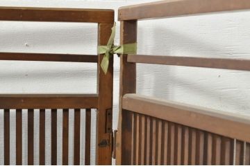 和製アンティーク　和の雰囲気を高める格子の折り畳み衝立て(帳場格子、衝立、つい立て、衝い立て、パーテーション)(R-080265)