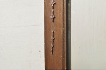 和製アンティーク　楢(ナラ)材　大正ロマンの趣を感じるレリーフ入りの大型ウォールミラー(壁掛け鏡、姿見、店舗什器)(R-080269)