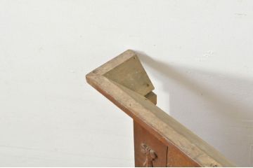 和製アンティーク　楢(ナラ)材　大正ロマンの趣を感じるレリーフ入りの大型ウォールミラー(壁掛け鏡、姿見、店舗什器)(R-080269)