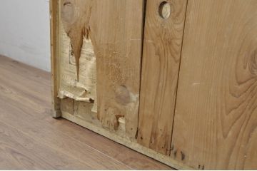和製アンティーク　楢(ナラ)材　大正ロマンの趣を感じるレリーフ入りの大型ウォールミラー(壁掛け鏡、姿見、店舗什器)(R-080269)