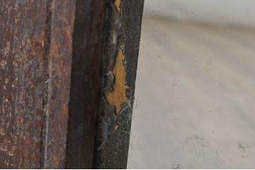 和製アンティーク　戦前　昭和初期　ゆらゆらガラスが珍しい!!　古い木の風合いが味わい深いウォールミラー(壁掛け鏡、姿見、店舗什器)(R-080271)
