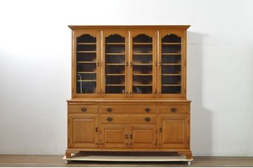 中古　美品　最高級!!　職人手作りオーダー家具　上質な作り込みの横浜ダニエル風作業台付きキャビネット(収納棚、戸棚、カップボード、食器棚)(製作費約185万円)(R-080277)