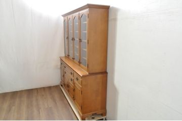 中古　美品　最高級!!　職人手作りオーダー家具　上質な作り込みの横浜ダニエル風作業台付きキャビネット(収納棚、戸棚、カップボード、食器棚)(製作費約185万円)(R-080277)