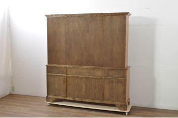 中古　美品　最高級!!　職人手作りオーダー家具　上質な作り込みの横浜ダニエル風作業台付きキャビネット(収納棚、戸棚、カップボード、食器棚)(製作費約185万円)(R-080277)