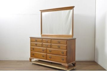 中古　美品　職人手作りオーダー家具　上品な佇まいの横浜ダニエル風ドレッシングチェスト(吊鏡、鏡台、化粧台、ミラー、ドレッサー)(製作費約110万円)(R-080278)