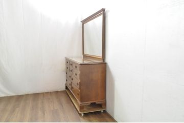 中古　美品　職人手作りオーダー家具　上品な佇まいの横浜ダニエル風ドレッシングチェスト(吊鏡、鏡台、化粧台、ミラー、ドレッサー)(製作費約110万円)(R-080278)