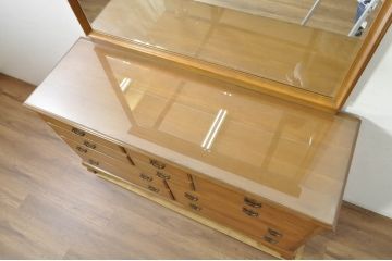 中古　美品　職人手作りオーダー家具　上品な佇まいの横浜ダニエル風ドレッシングチェスト(吊鏡、鏡台、化粧台、ミラー、ドレッサー)(製作費約110万円)(R-080278)