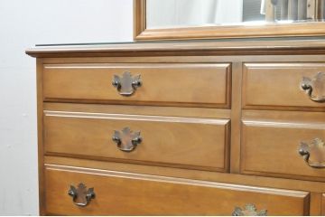 中古　美品　職人手作りオーダー家具　上品な佇まいの横浜ダニエル風ドレッシングチェスト(吊鏡、鏡台、化粧台、ミラー、ドレッサー)(製作費約110万円)(R-080278)