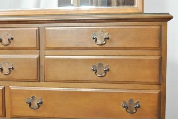 中古　美品　職人手作りオーダー家具　上品な佇まいの横浜ダニエル風ドレッシングチェスト(吊鏡、鏡台、化粧台、ミラー、ドレッサー)(製作費約110万円)(R-080278)