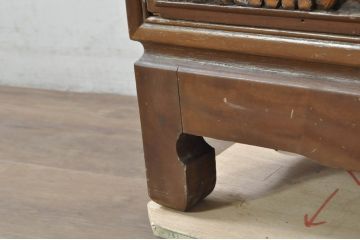 アジアンビンテージ　総彫り　職人技が光る!細部まで施された彫刻が目を惹くビューロー(ワークデスク、簿記机、ライティングビューロ、引き出し、ヴィンテージ)(R-080295)