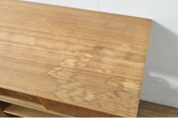 和製アンティーク　上手物!!　素朴だが作りの良いラデン漆絵の総桐茶棚(茶箪笥、飾り棚、収納棚、戸棚、引き出し)(R-080296)