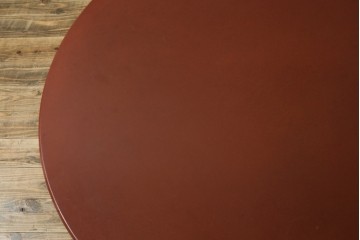 和製ヴィンテージ　伝統工芸品　輪島塗　高海堂　朱塗りが鮮やかで美しい和モダンな丸座卓　定価約150万円　(R-080304)