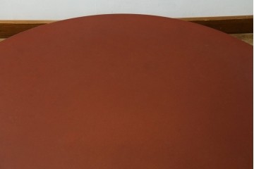 和製ヴィンテージ　伝統工芸品　輪島塗　高海堂　朱塗りが鮮やかで美しい和モダンな丸座卓　定価約150万円　(R-080304)