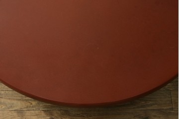 和製ヴィンテージ　伝統工芸品　輪島塗　高海堂　朱塗りが鮮やかで美しい和モダンな丸座卓　定価約150万円　(R-080304)
