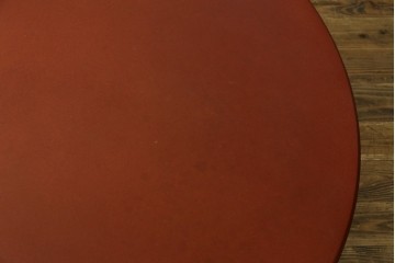 和製ヴィンテージ　伝統工芸品　輪島塗　高海堂　朱塗りが鮮やかで美しい和モダンな丸座卓　定価約150万円　(R-080304)