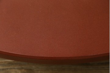 和製ヴィンテージ　伝統工芸品　輪島塗　高海堂　朱塗りが鮮やかで美しい和モダンな丸座卓　定価約150万円　(R-080304)