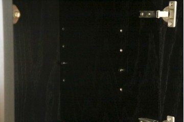 中古　ブランド家具　特注　オーダー品　天板極厚　タモ材　無垢　ブラックとナチュラルカラーのコントラストが素敵な組み立て式収納付きの特大テーブル　定価約70万円相当　(R-080307)