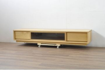 中古　ブランド家具　アクタス取り扱い　特注モデル　オーク材　シンプルなデザインが取り入れやすいテレビ台(リビングボード、テレビボード、収納棚、引き出し)(定価約25万円)(R-080310)