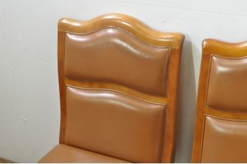中古　横浜クラシック家具　ダニエル(daniel)　本革(レザー)　品のある佇まいが素敵なダイニングチェア5脚セット(椅子、イス、アームレスチェア、バラ売り可能)(定価1脚約25万円)(R-080314)
