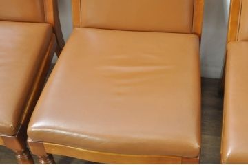 中古　横浜クラシック家具　ダニエル(daniel)　本革(レザー)　品のある佇まいが素敵なダイニングチェア5脚セット(椅子、イス、アームレスチェア、バラ売り可能)(定価1脚約25万円)(R-080314)