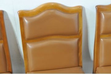 中古　横浜クラシック家具　ダニエル(daniel)　本革(レザー)　品のある佇まいが素敵なダイニングチェア5脚セット(椅子、イス、アームレスチェア、バラ売り可能)(定価1脚約25万円)(R-080314)