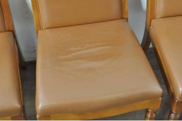 中古　横浜クラシック家具　ダニエル(daniel)　本革(レザー)　品のある佇まいが素敵なダイニングチェア5脚セット(椅子、イス、アームレスチェア、バラ売り可能)(定価1脚約25万円)(R-080314)