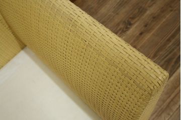 中古　美品　arflex(アルフレックス)　A・SOFA (エー・ソファ) HOLIDAYS(ホリデイズ)　本革(レザー)　水牛革を編み込んだ涼しげなデザインがおしゃれな一人掛けソファ(アームソファ、ラウンジソファ、1人掛け、1P)(定価約26万円)(R-080323)