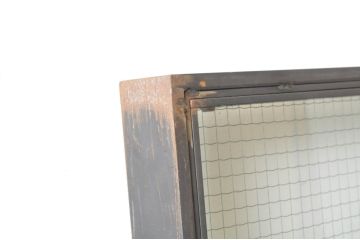中古　手作り　オーダー品　重厚なアイアン吊り戸2枚セット(アイアンドア、玄関戸、鉄扉、引き戸、ガラス戸、建具、バラ売り可能)(R-080328)