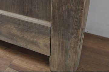 アンティーク建具　特大!!　極厚!!　総欅(ケヤキ)材　存在感のある銅金具の門扉1対2枚セット(蔵戸、玄関戸、両開きドア、木製扉)(R-080330)