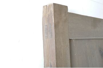 アンティーク建具　特大!!　極厚!!　総欅(ケヤキ)材　存在感のある銅金具の門扉1枚(蔵戸、玄関戸、両開きドア、木製扉)(R-080331)