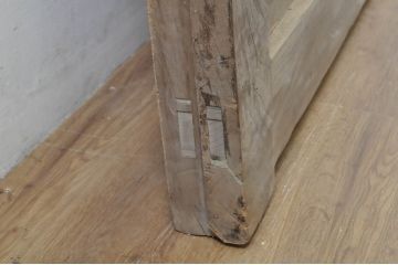 アンティーク建具　特大!!　極厚!!　総欅(ケヤキ)材　存在感のある銅金具の門扉1枚(蔵戸、玄関戸、両開きドア、木製扉)(R-080331)
