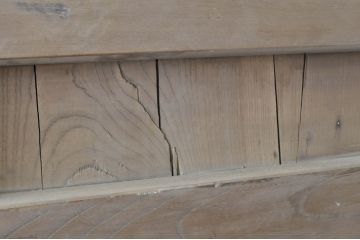 アンティーク建具　特大!!　極厚!!　総欅(ケヤキ)材　存在感のある銅金具の門扉1枚(蔵戸、玄関戸、両開きドア、木製扉)(R-080331)