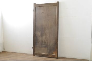 アンティーク建具　特大!!　総欅(ケヤキ)材　一枚板　経年の古い木の質感が魅力の門扉1枚(蔵戸、玄関戸、玄関ドア、木製扉)(R-080332)