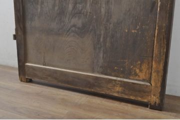 アンティーク建具　特大!!　総欅(ケヤキ)材　一枚板　経年の古い木の質感が魅力の門扉1枚(蔵戸、玄関戸、玄関ドア、木製扉)(R-080332)