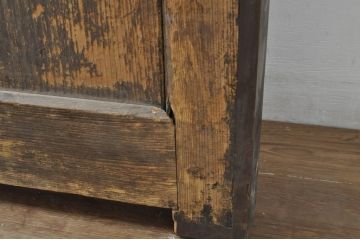 アンティーク建具　特大!!　総欅(ケヤキ)材　一枚板　経年の古い木の質感が魅力の門扉1枚(蔵戸、玄関戸、玄関ドア、木製扉)(R-080332)