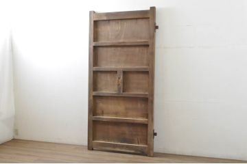 アンティーク建具　特大!!　総欅(ケヤキ)材　一枚板　経年の古い木の質感が魅力の門扉1枚(蔵戸、玄関戸、玄関ドア、木製扉)(R-080332)