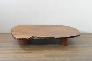 和製ビンテージ　花梨(カリン)材　荘厳な自然美を感じる一枚板の座卓(ローテーブル、センターテーブル、リビングテーブル、ヴィンテージ)(定価約290万円)(R-080333)