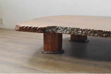 和製ビンテージ　花梨(カリン)材　荘厳な自然美を感じる一枚板の座卓(ローテーブル、センターテーブル、リビングテーブル、ヴィンテージ)(定価約290万円)(R-080333)
