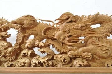 和製ビンテージ　大迫力!!　在銘「竜?」　波に龍の図が勢いよく表現された見事な置物(彫刻、置き物、ディスプレイ、ヴィンテージ)(製作費推定約100万円以上)(R-080340)