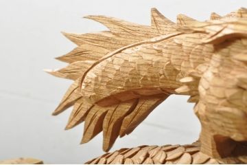 和製ビンテージ　大迫力!!　在銘「竜?」　波に龍の図が勢いよく表現された見事な置物(彫刻、置き物、ディスプレイ、ヴィンテージ)(製作費推定約100万円以上)(R-080340)