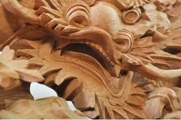 和製ビンテージ　大迫力!!　在銘「竜?」　波に龍の図が勢いよく表現された見事な置物(彫刻、置き物、ディスプレイ、ヴィンテージ)(製作費推定約100万円以上)(R-080340)