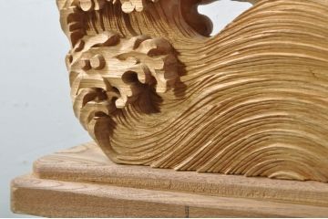 和製ビンテージ　大迫力!!　在銘「竜?」　波に龍の図が勢いよく表現された見事な置物(彫刻、置き物、ディスプレイ、ヴィンテージ)(製作費推定約100万円以上)(R-080340)