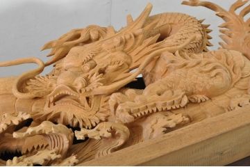 和製ビンテージ　大迫力!!　在銘「竜?」　波に龍の図が勢いよく表現された見事な置物(彫刻、置き物、ディスプレイ、ヴィンテージ)(製作費推定約100万円以上)(R-080340)