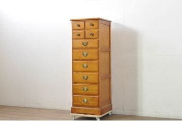 中古　美品　横浜クラシック家具　ダニエル(daniel)　アーリーアメリカンシリーズ　A-115　エレガントな意匠が素敵なチェストテン(縦型チェスト、ハイチェスト、多段チェスト、サイドチェスト、引き出し)(R-080342)
